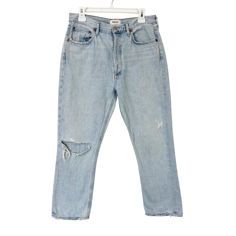 Agolde Riley High Rise Straight Crop Jeans Women's 30 Button Fly